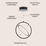 Orbit 16.5" Adjustable Integrated LED Metal Pendant - JONATHAN Y