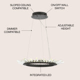 Elsa 24" Adjustable Integrated LED Modern Crystal Pendant - JONATHAN Y