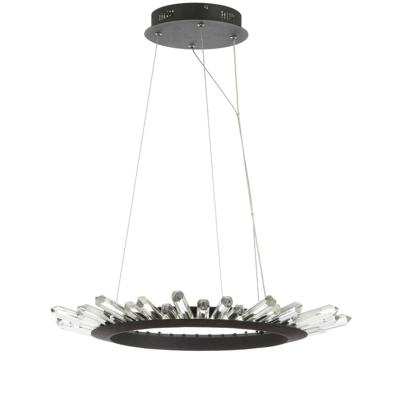 Elsa 24" Adjustable Integrated LED Modern Crystal Pendant - JONATHAN Y