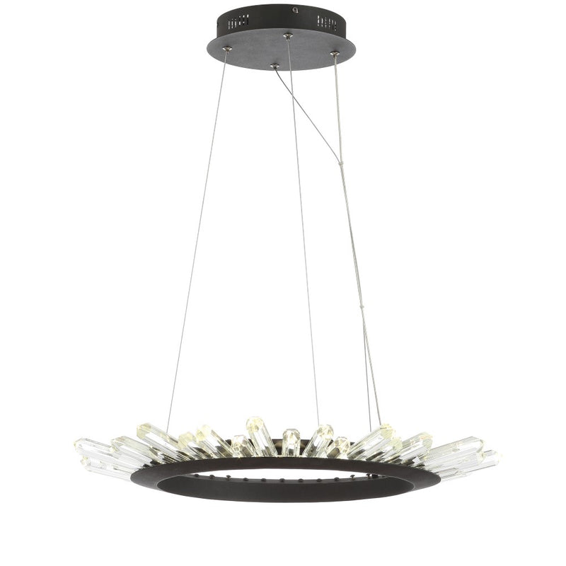 Elsa 24" Adjustable Integrated LED Modern Crystal Pendant - JONATHAN Y
