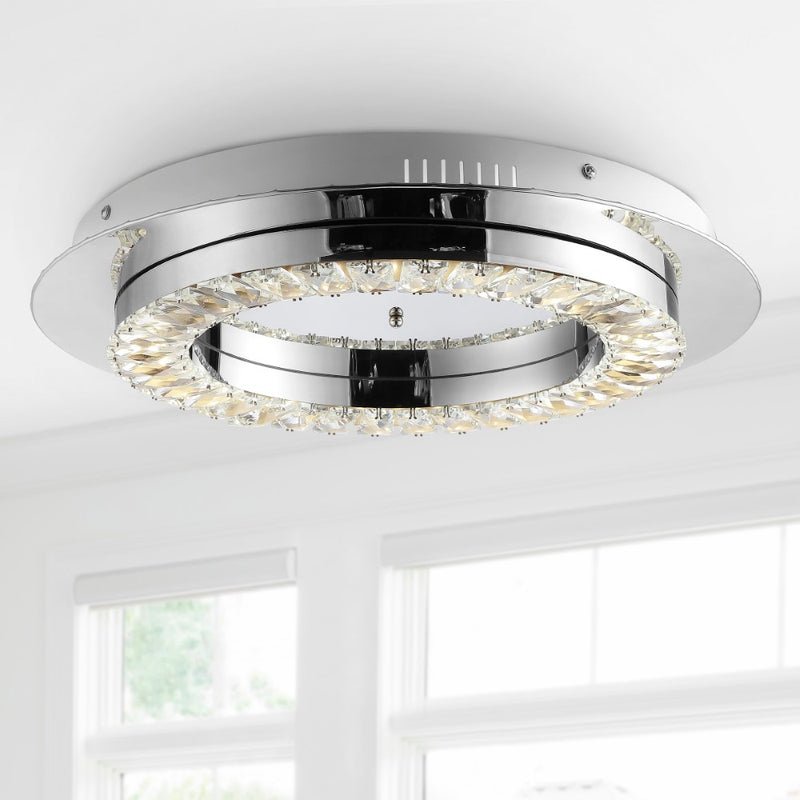 Cristal  Integrated Iron/Crystal Glam LED Flush Mount - JONATHAN Y