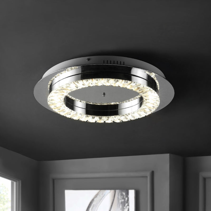 Cristal  Integrated Iron/Crystal Glam LED Flush Mount - JONATHAN Y