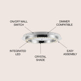 Cristal  Integrated Iron/Crystal Glam LED Flush Mount - JONATHAN Y