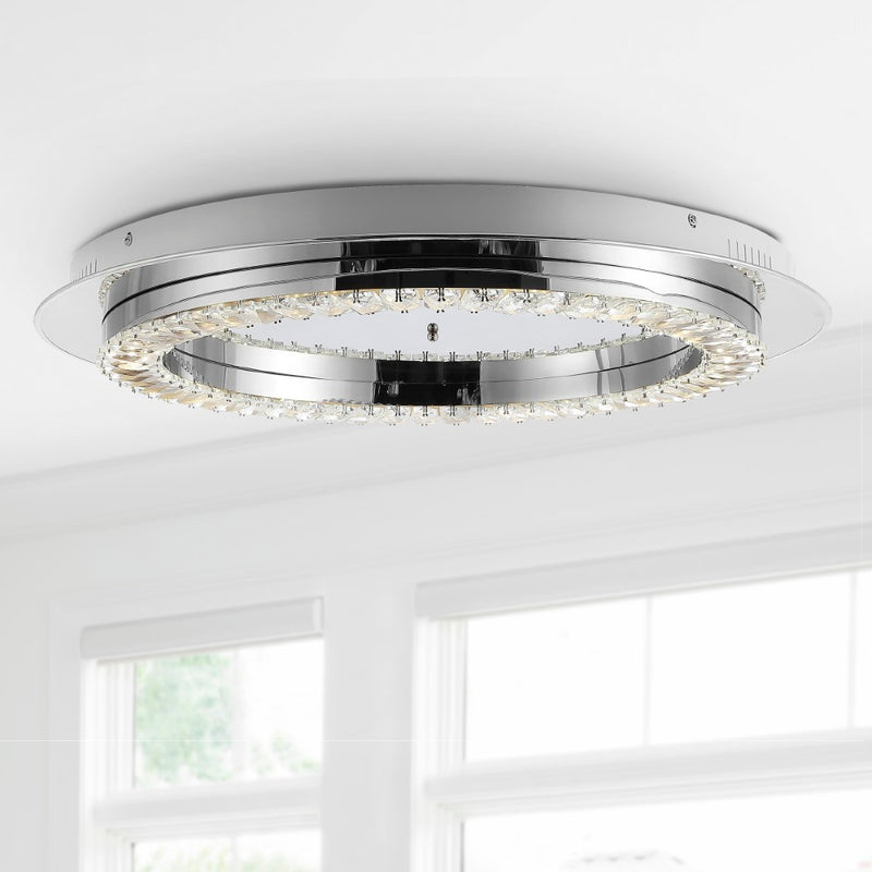 Cristal  Integrated Iron/Crystal Glam LED Flush Mount - JONATHAN Y