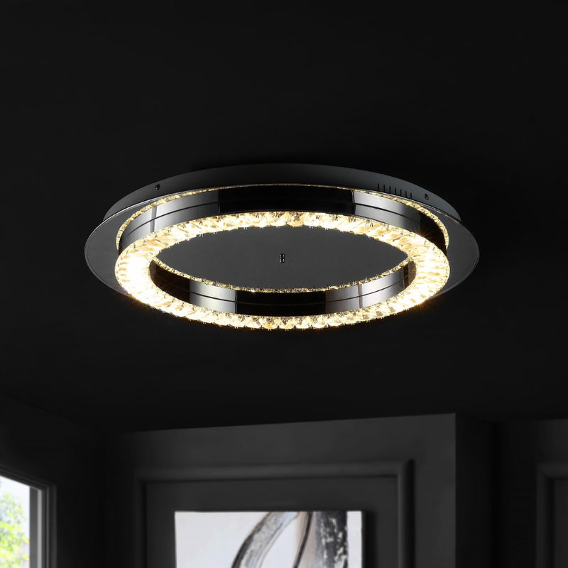 Cristal  Integrated Iron/Crystal Glam LED Flush Mount - JONATHAN Y