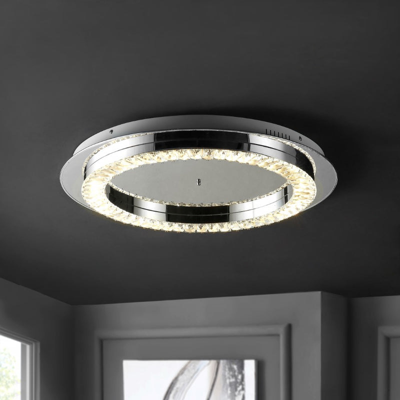Cristal  Integrated Iron/Crystal Glam LED Flush Mount - JONATHAN Y