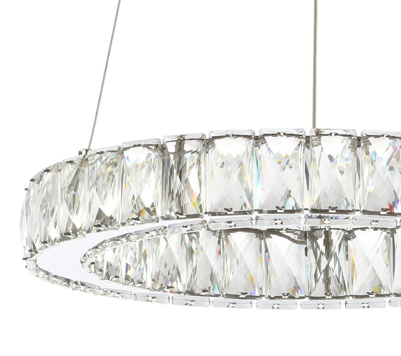 Reese 15.7" Adjustable Integrated LED Metal/Crystal Pendant Pendant - JONATHAN Y