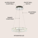 Reese 15.7" Adjustable Integrated LED Metal/Crystal Pendant Pendant - JONATHAN Y