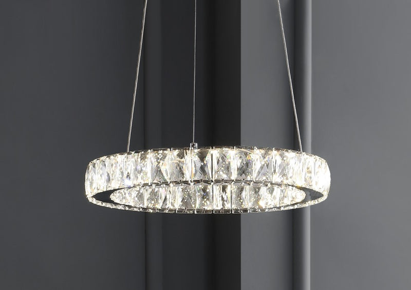 Reese 15.7" Adjustable Integrated LED Metal/Crystal Pendant Pendant - JONATHAN Y