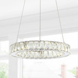 Reese 15.7" Adjustable Integrated LED Metal/Crystal Pendant Pendant - JONATHAN Y