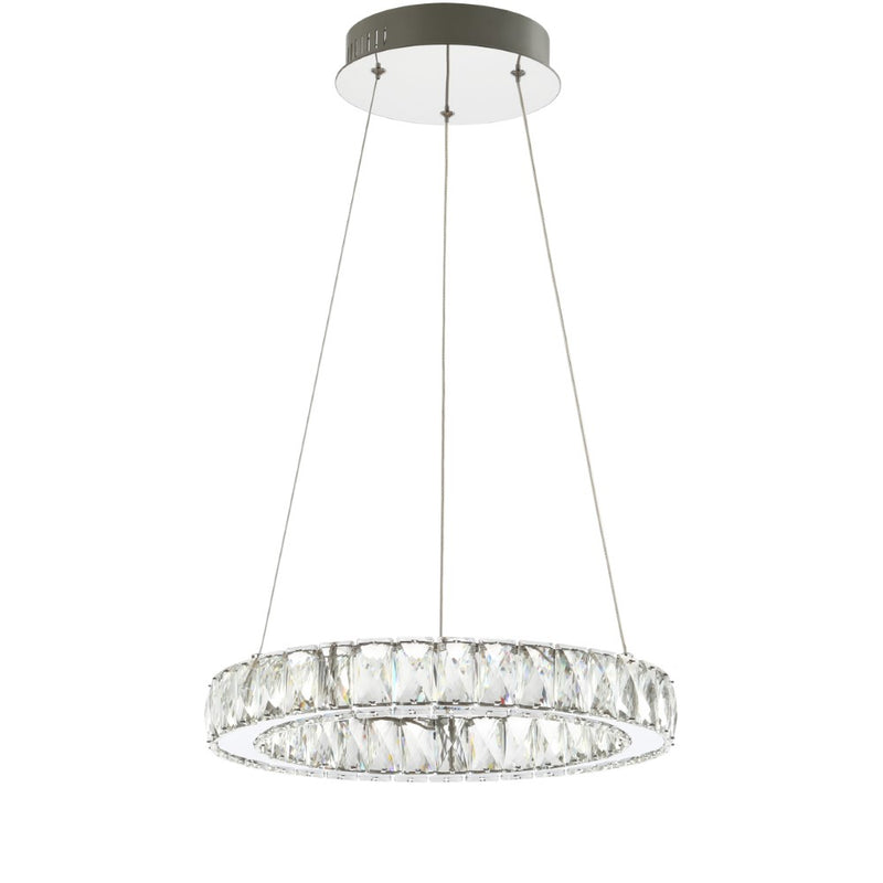 Reese 15.7" Adjustable Integrated LED Metal/Crystal Pendant Pendant - JONATHAN Y