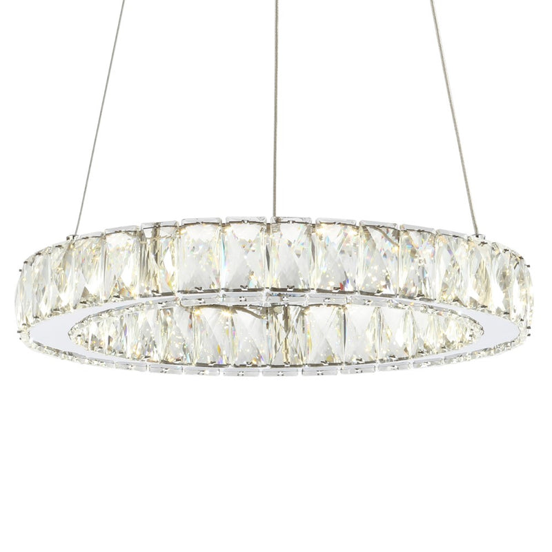 Reese 15.7" Adjustable Integrated LED Metal/Crystal Pendant Pendant - JONATHAN Y