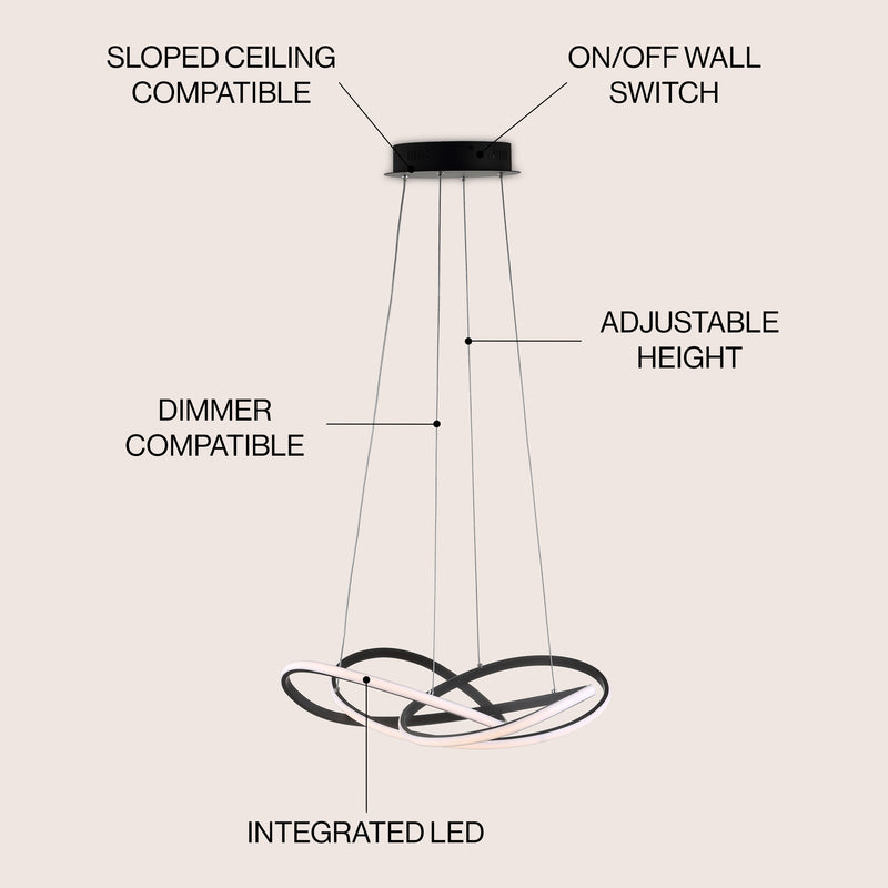 Alexia 25" Abstract Integrated LED Metal Adjustable Pendant