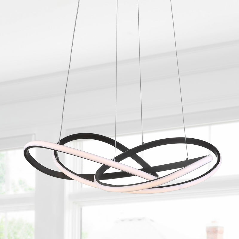Alexia 25" Abstract Integrated LED Metal Adjustable Pendant - JONATHAN Y