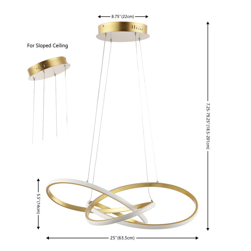 Alexia 25" Abstract Integrated LED Metal Adjustable Pendant - JONATHAN Y