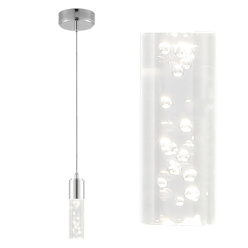 Bolha 4.75" Bubble Acrylic/Iron Modern Minimalist Integrated LED Pendant - JONATHAN Y