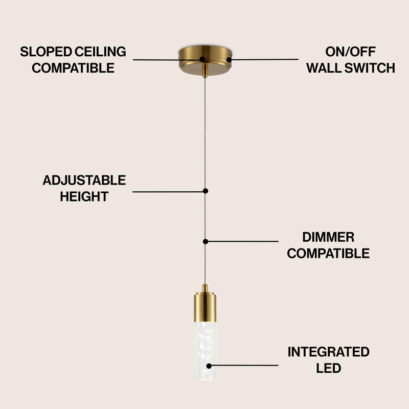 Bolha 4.75" Bubble Acrylic/Iron Modern Minimalist Integrated LED Pendant