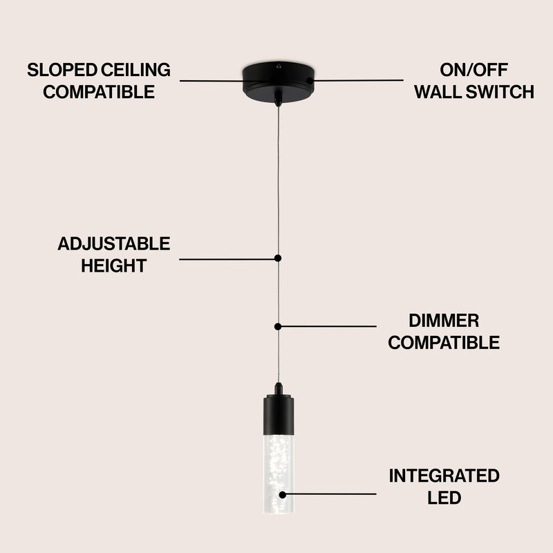 Bolha 4.75" Bubble Acrylic/Iron Modern Minimalist Integrated LED Pendant
