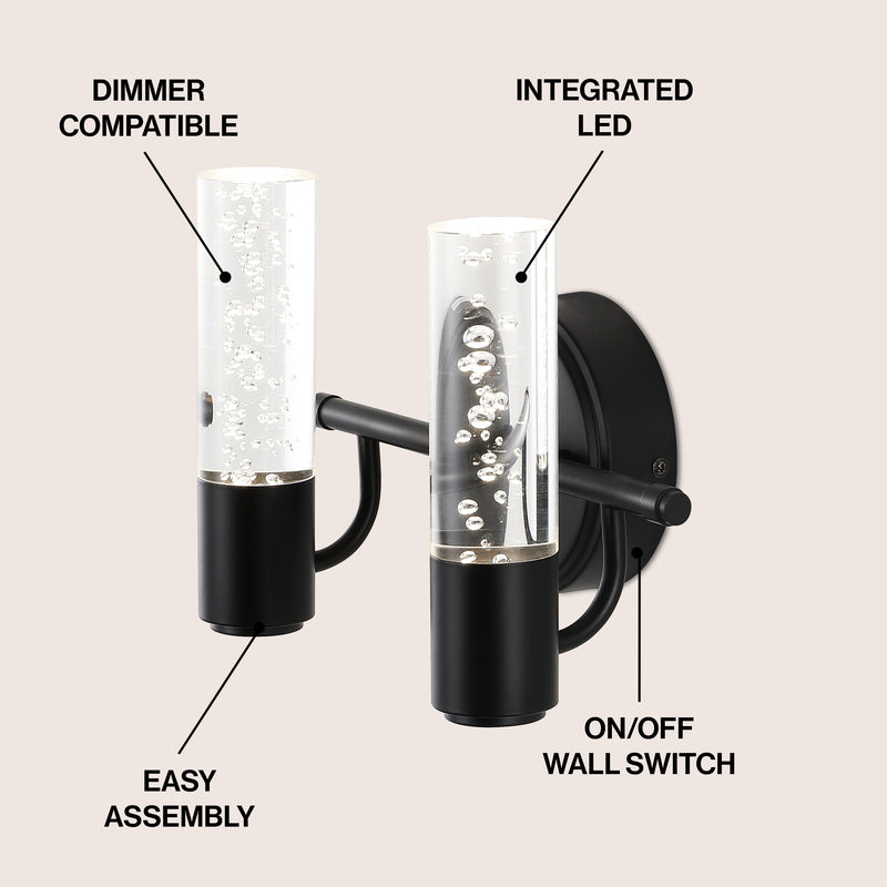 Bolha Minimalist Modern Bubble Acrylic/Iron Integrated LED Vanity Light