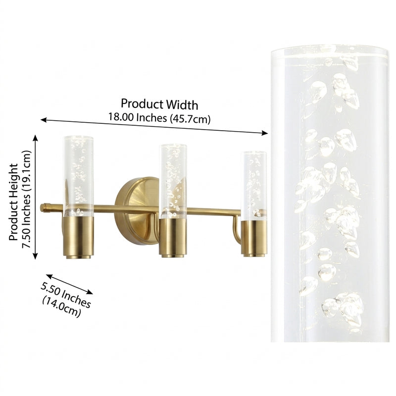 Bolha Minimalist Modern Bubble Acrylic/Iron Integrated LED Vanity Light Brass Gold / 3 Light – DIM