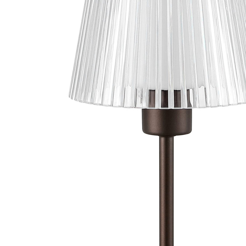 Oscar 12.5" Modern Industrial Rechargeable/Cordless Iron/Acrylic Integrated LED Table Lamp with Ribbed Shade - JONATHAN Y