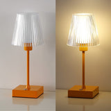 Oscar 12.5" Modern Industrial Rechargeable/Cordless Iron/Acrylic Integrated LED Table Lamp with Ribbed Shade