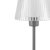 Oscar 12.5" Modern Industrial Rechargeable/Cordless Iron/Acrylic Integrated LED Table Lamp with Ribbed Shade