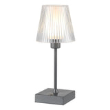 Oscar 12.5" Modern Industrial Rechargeable/Cordless Iron/Acrylic Integrated LED Table Lamp with Ribbed Shade