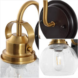 Shirley 6" 1-Light Farmhouse Industrial Metal LED Vanity Light with Seeded Glass Globe Shade