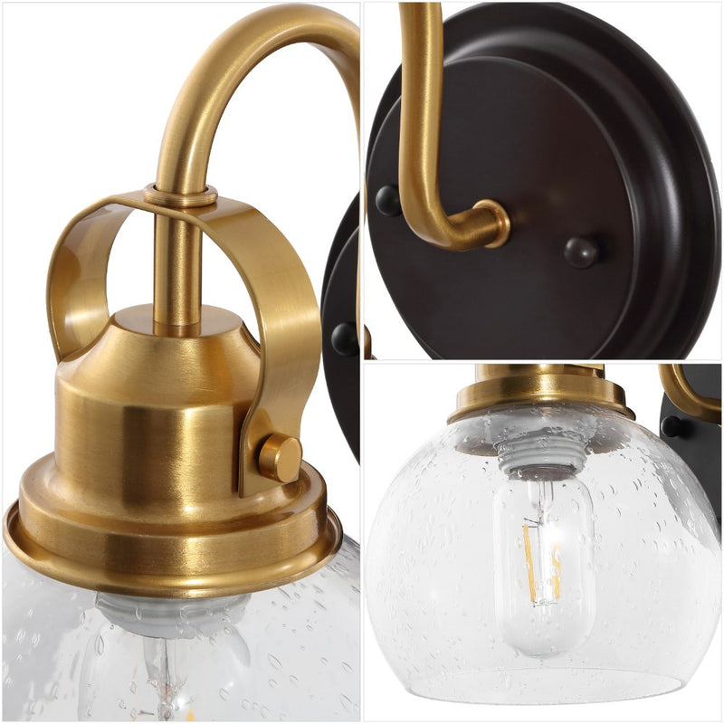 Shirley 6" 1-Light Farmhouse Industrial Metal LED Vanity Light with Seeded Glass Globe Shade