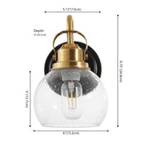 Shirley 6" 1-Light Farmhouse Industrial Metal LED Vanity Light with Seeded Glass Globe Shade