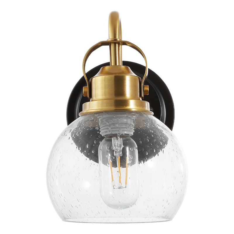 Shirley 6" 1-Light Farmhouse Industrial Metal LED Vanity Light with Seeded Glass Globe Shade