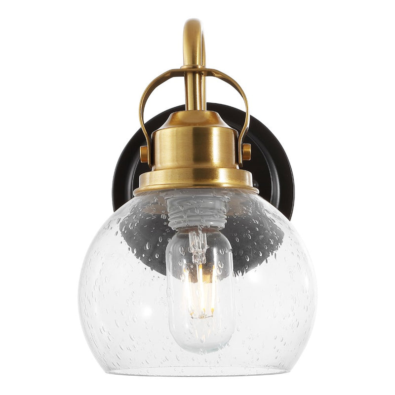 Shirley 6" 1-Light Farmhouse Industrial Metal LED Vanity Light with Seeded Glass Globe Shade