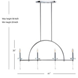 Doris 41" Linear Metal/Crystal LED Pendant - JONATHAN Y