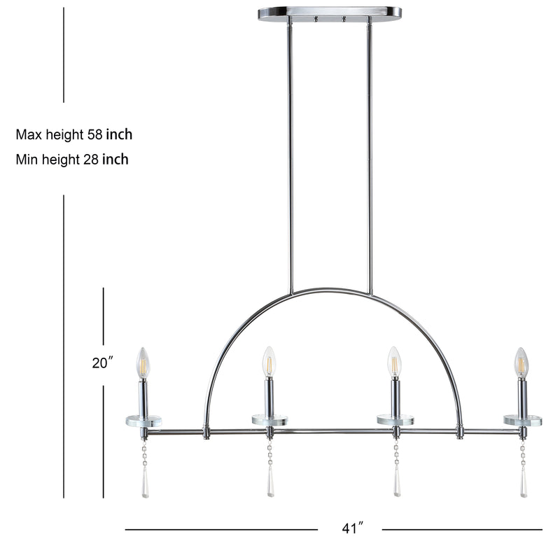 Doris 41" Linear Metal/Crystal LED Pendant - JONATHAN Y