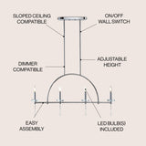 Doris 41" Linear Metal/Crystal LED Pendant - JONATHAN Y