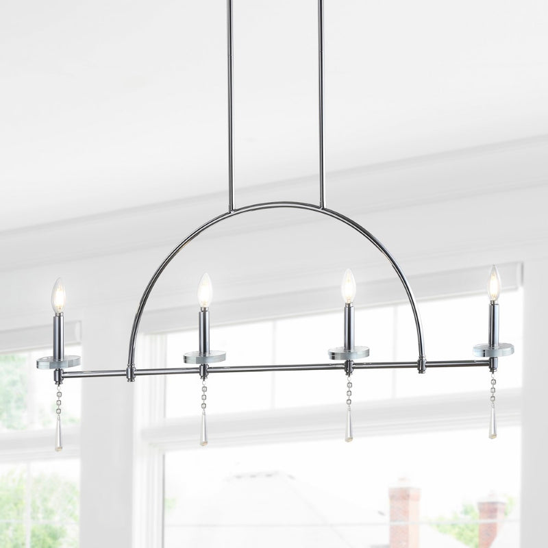 Doris 41" Linear Metal/Crystal LED Pendant - JONATHAN Y