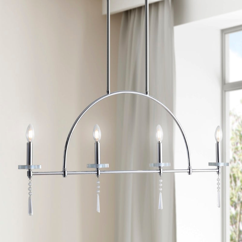 Doris 41" Linear Metal/Crystal LED Pendant - JONATHAN Y