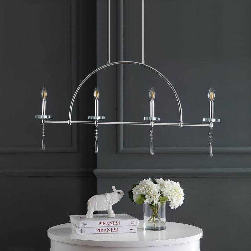 Doris 41" Linear Metal/Crystal LED Pendant - JONATHAN Y
