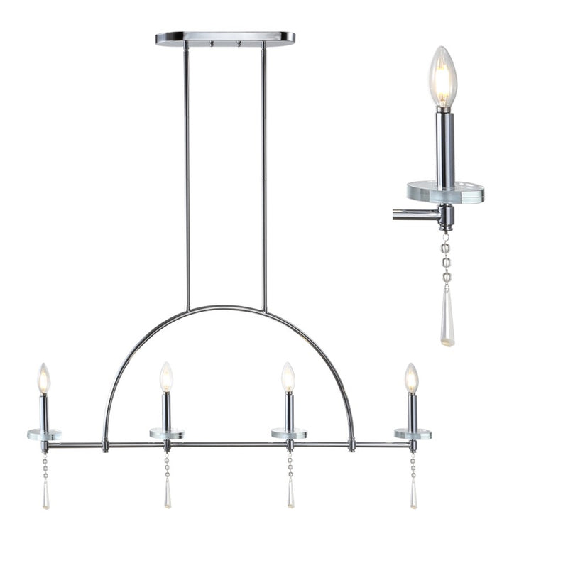 Doris 41" Linear Metal/Crystal LED Pendant - JONATHAN Y