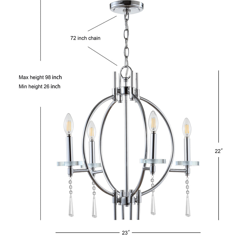 Laura 23" Crystal/Metal LED Chandelier - JONATHAN Y