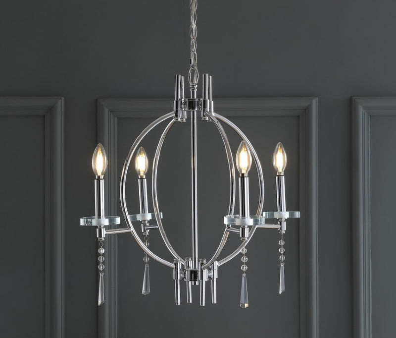Laura 23" Crystal/Metal LED Chandelier - JONATHAN Y