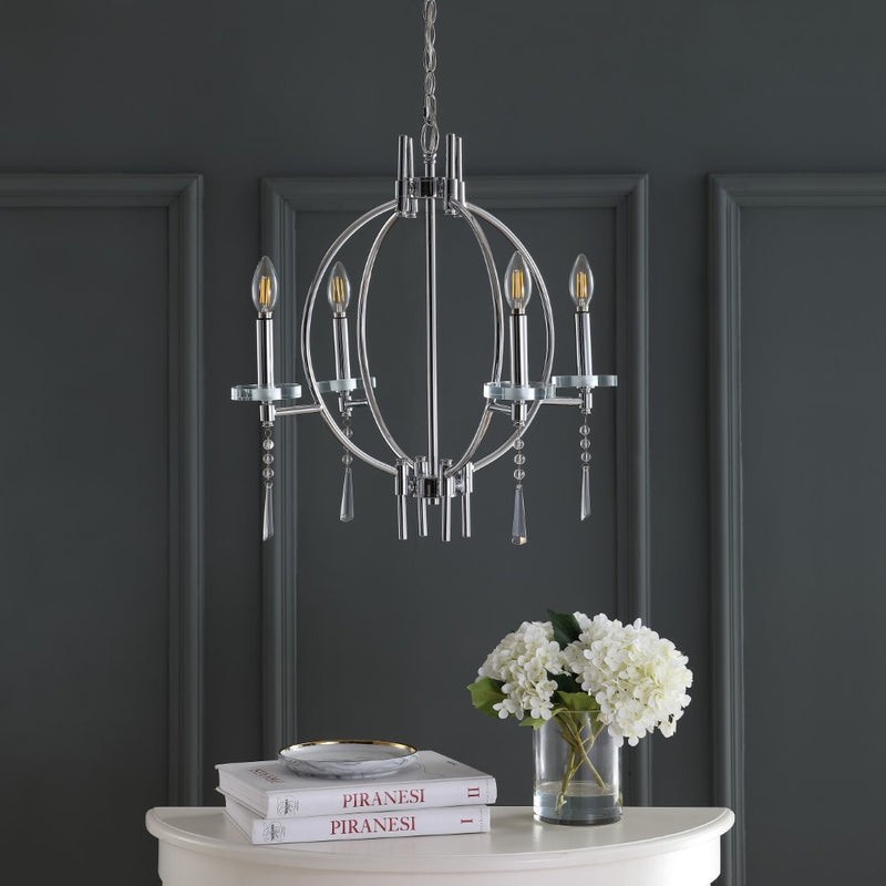 Laura 23" Crystal/Metal LED Chandelier - JONATHAN Y