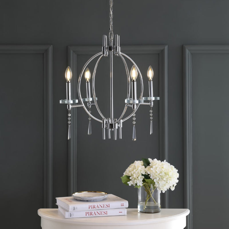 Laura 23" Crystal/Metal LED Chandelier - JONATHAN Y