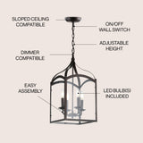 Ruth 11" Traditional Classic Lantern Metal/Glass LED Pendant