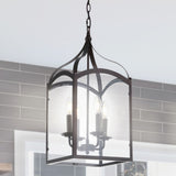 Ruth 11" Traditional Classic Lantern Metal/Glass LED Pendant - JONATHAN Y