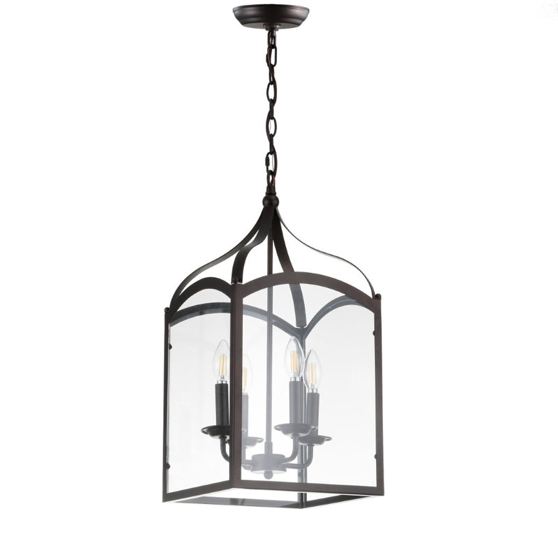 Ruth 11" Traditional Classic Lantern Metal/Glass LED Pendant - JONATHAN Y