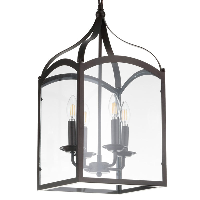 Ruth 11" Traditional Classic Lantern Metal/Glass LED Pendant - JONATHAN Y