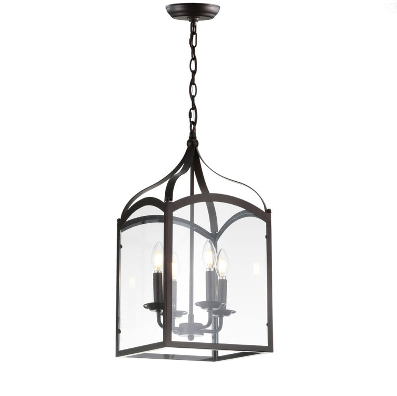 Ruth 11" Traditional Classic Lantern Metal/Glass LED Pendant - JONATHAN Y