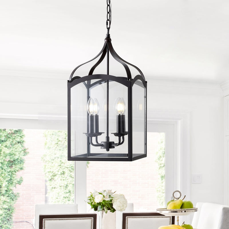 Ruth 11" Traditional Classic Lantern Metal/Glass LED Pendant - JONATHAN Y